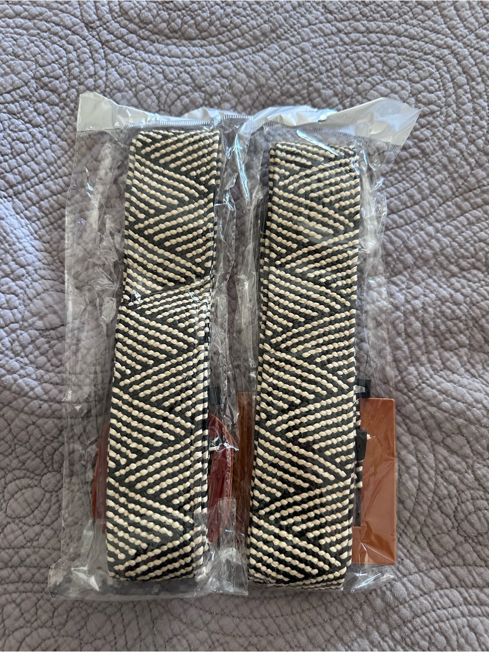 Black and Cream Zigzag Woven Strap - Set of 2